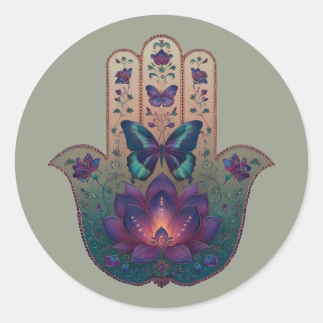 Adesivo Transformação Sagrada | Desenho da Mão Hamsa (Frente)