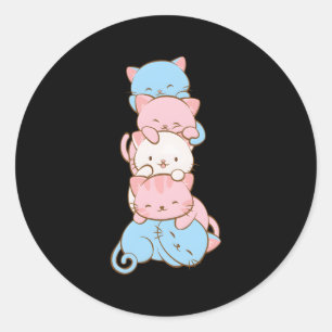 Adesivo Transgênero de Cat do Trans Pride Flag Kawaii