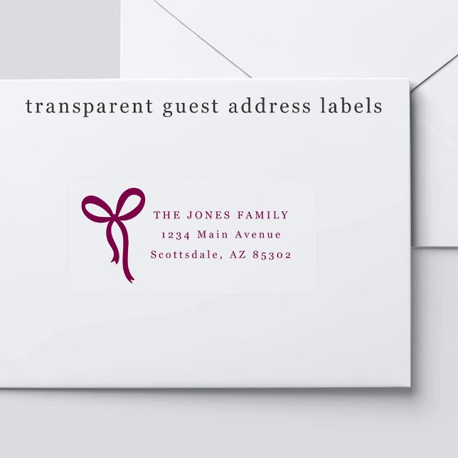 Adesivo Transparent Bow Wedding Guest Address Labels (Criador carregado)