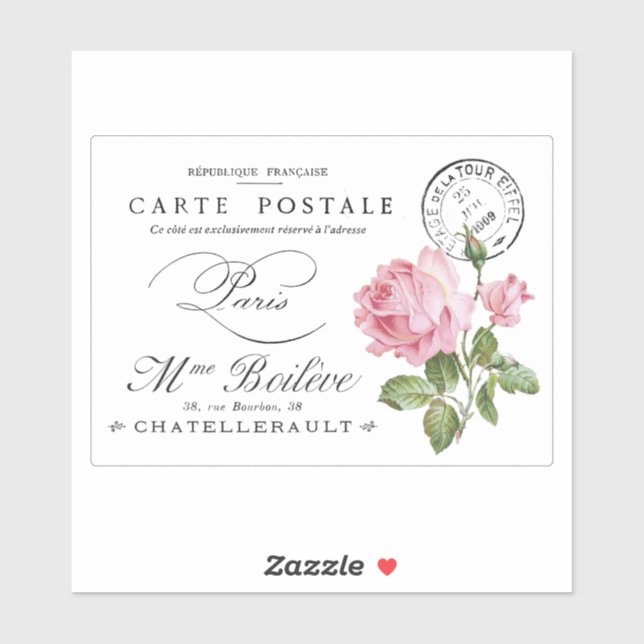 ADesivo Transparente de Cartão Postal Francês Anti (Folha)