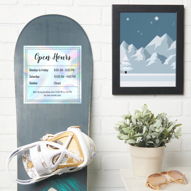 Adesivo Transparente de Horas Abertas (Prancha de snowboard)