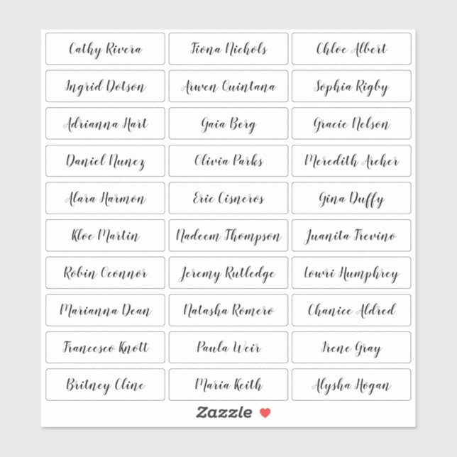 Adesivo transparente de nomes de convidados de scr (Folha)