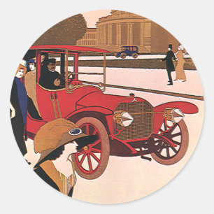 Adesivo Transporte Antigo, Automóvel Antigo Vermelho
