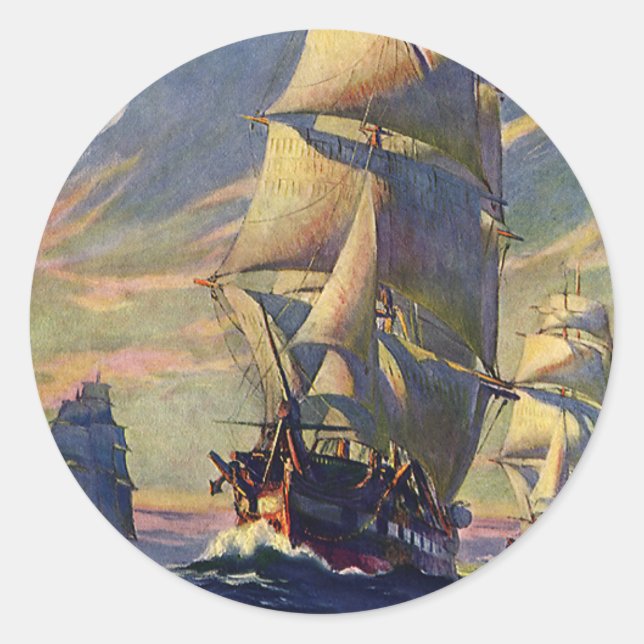 Adesivo Transporte Antigo, Navios Clipper no Mar (Frente)