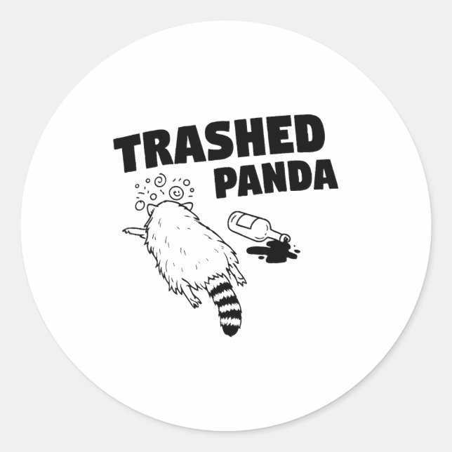Adesivo Trashed Panda, Funny Drunk Raccoon, Funny Trash Pa (Frente)