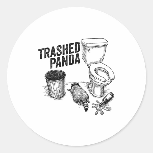 Adesivo Trashed Panda, Funny Drunk Raccoon, Trash Panda Hu (Frente)