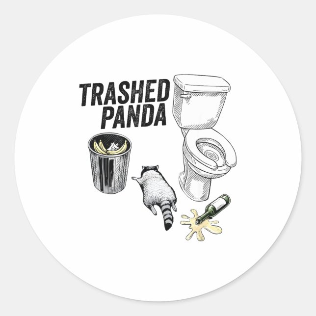 Adesivo Trashed Panda, Funny Drunk Raccoon, Trash Panda Hu (Frente)