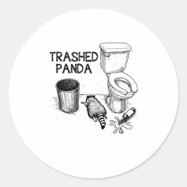 Adesivo Trashed Panda Funny Drunk Racoon  (Frente)