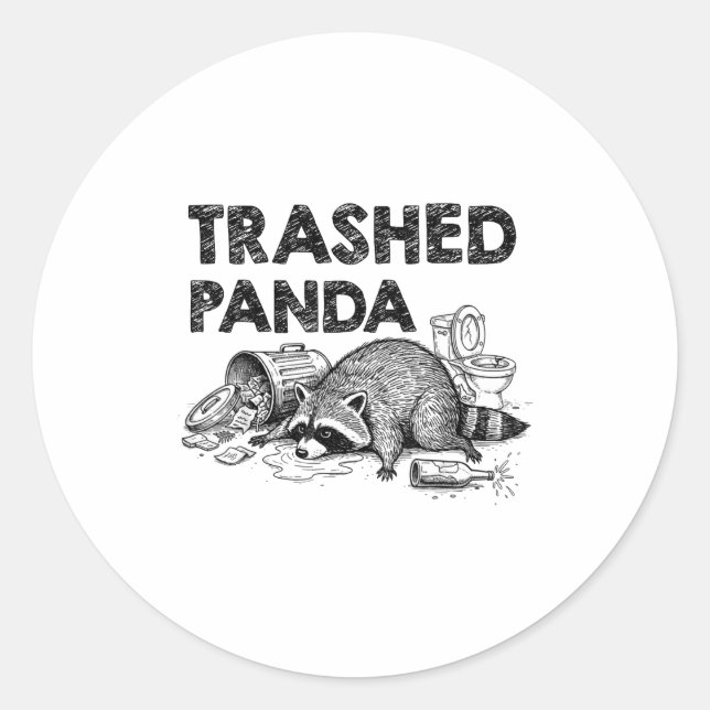 Adesivo Trashed Panda Funny Drunk Racoon Gets Drunk Meme F (Frente)