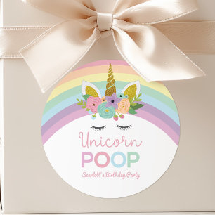 Adesivo Tratado de Festa de aniversário do Unicorn Poop Ra