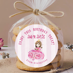 Adesivo Tratamento de Aniversário Princesa Faixa Rosa Aqua