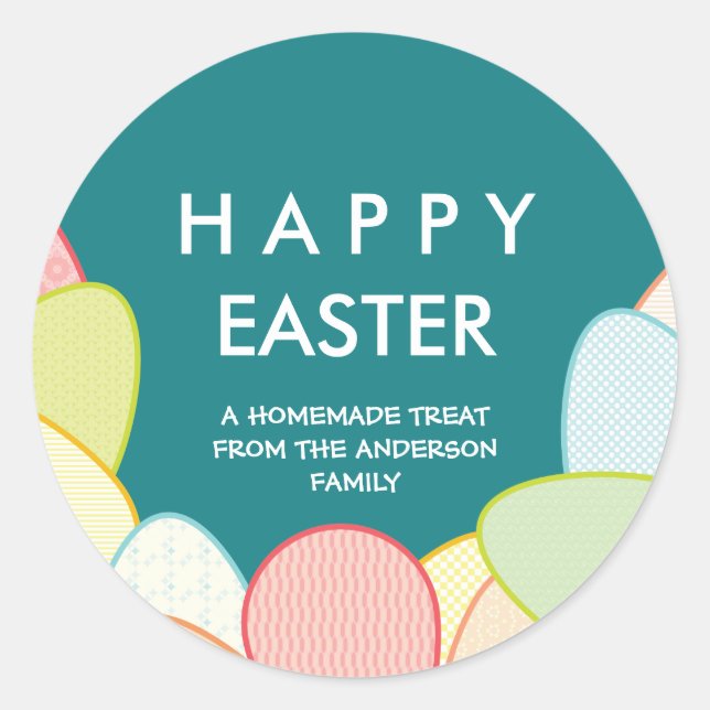 Adesivo Tratamentos de Páscoa caseiros | Ovos de Pastel (Frente)