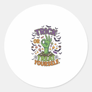 Adesivo Trate de se Dar um Presente Mão de Zumbi Halloween