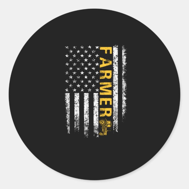 Adesivo Trator American Flag Farmny Farmer Rancher (Frente)