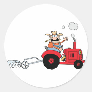 Adesivo Trator de Desenho Animado de Fazendeiro Country Hu