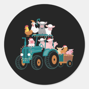 Adesivo Trator de Natal Fazenda Festa Divertida