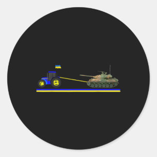 Adesivo Trator Ucraniano Rebocando Tanque Com Bandeira Da