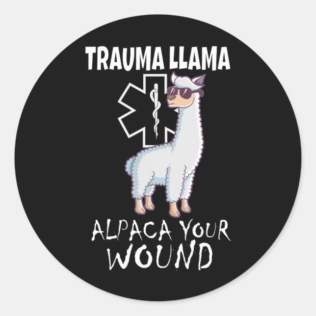 Adesivo Trauma Llama Emt Design Médico Ems Alpaca Sua Mulh (Frente)