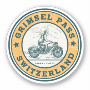 Adesivo Travessia de moto Grimsel Pass Alpes Suíços