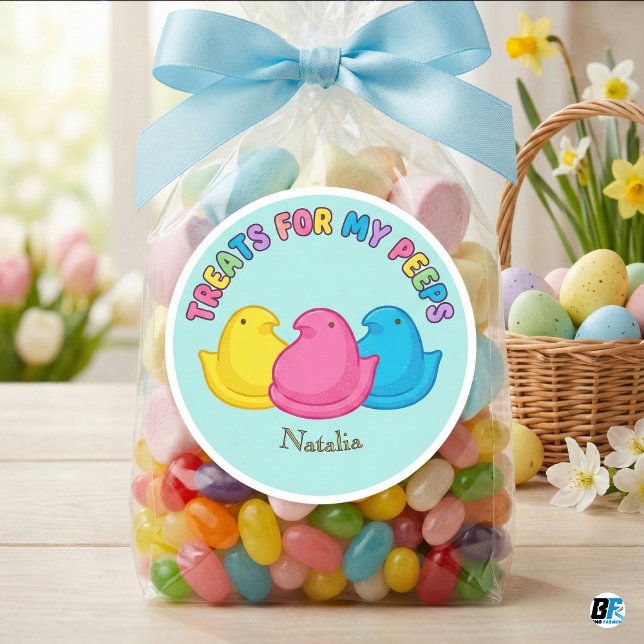 Adesivo Treats For My Peeps | Personalized Easter Marshmal (Criador carregado)