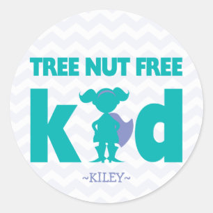 Adesivo Tree Nut Free Kid Super Herói Alergia Stickers