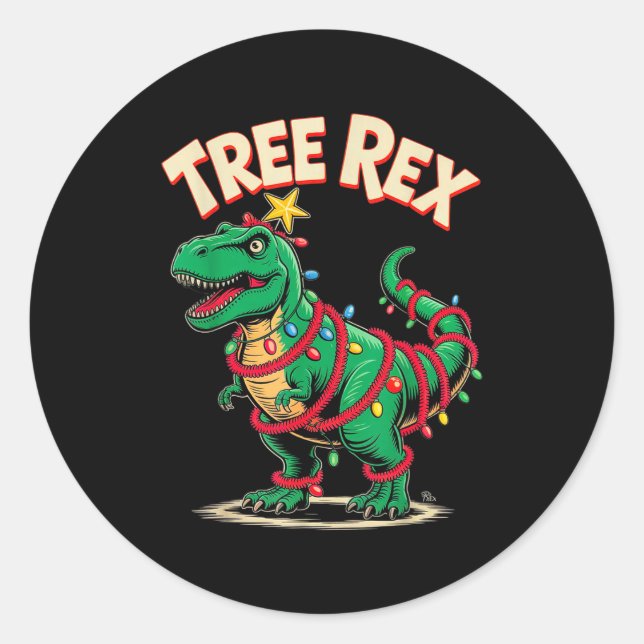 Adesivo Tree Rex Christmas Costume T-rex Dinosaur Xmas Lig (Frente)