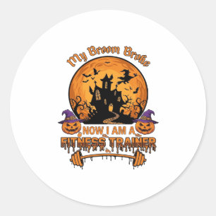 Adesivo Treinador de Fitness de Halloween Vassoura Quebrad