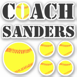 Adesivo Treinador Softball Fastpitball Nome Personalizado
