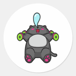 Adesivo Treinamento de gatos no peito com Dumbbels