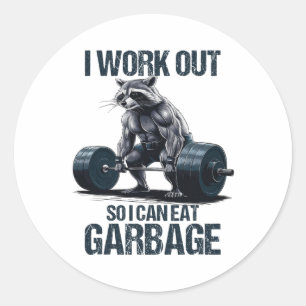 Adesivo Treinamento De Peso De Gym Raccoon Eu Trabalho Par