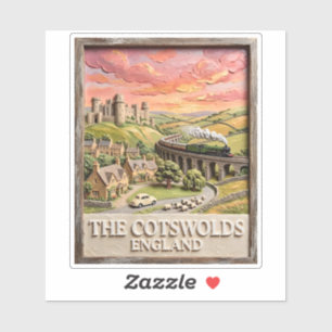 Adesivo Trem a vapor de Cotswolds Castelo Campo Inglaterra