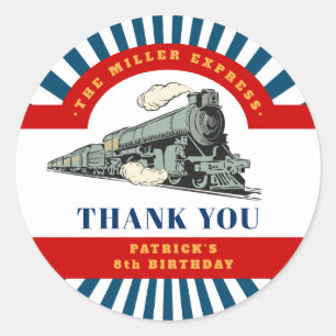 Adesivo Trem Choo Choo Antigo Obrigado pelo Aniversário