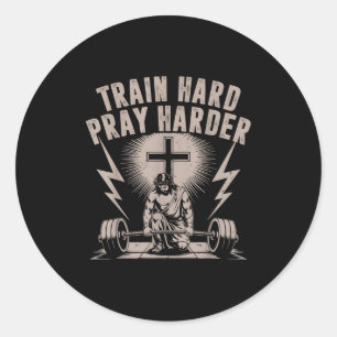 Adesivo Trem Duro Reze Mais Engraçada Cristã Workout Gym