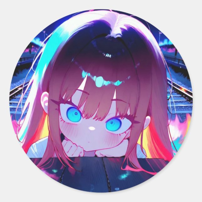 Adesivo Trem Noturno Trança Animação Rapariga (Frente)