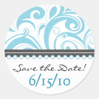 Adesivo Trendy Baby Blue Swirlies Save the Date Sticker