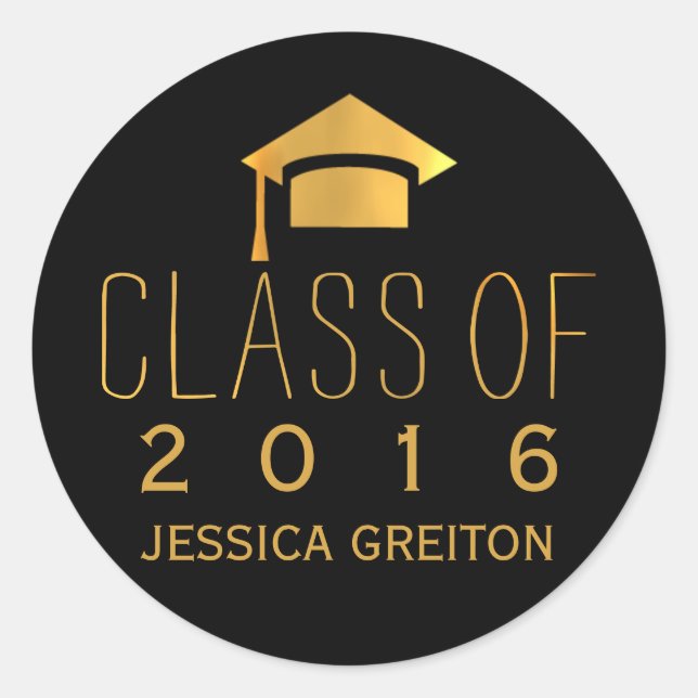 Adesivo Trendy black and gold Class of 2016 (Frente)