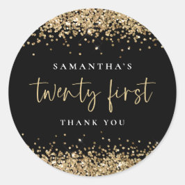 Adesivo Trendy Black Dourado Glitter Name 21rua Obrigado