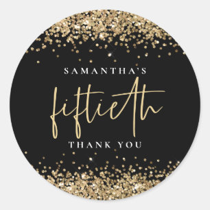 Adesivo Trendy Black Dourado Glitter Name Fiftieth Obrigad