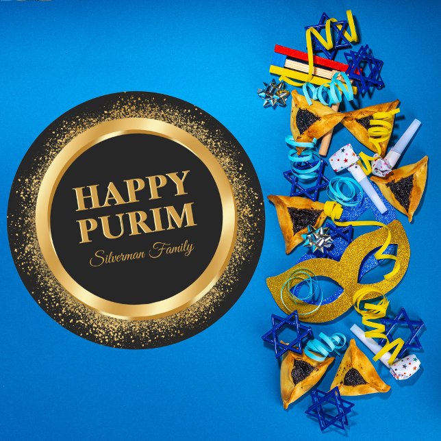 Adesivo Trendy Black e Dourado Feriado Judeu Feliz Purim (Criador carregado)