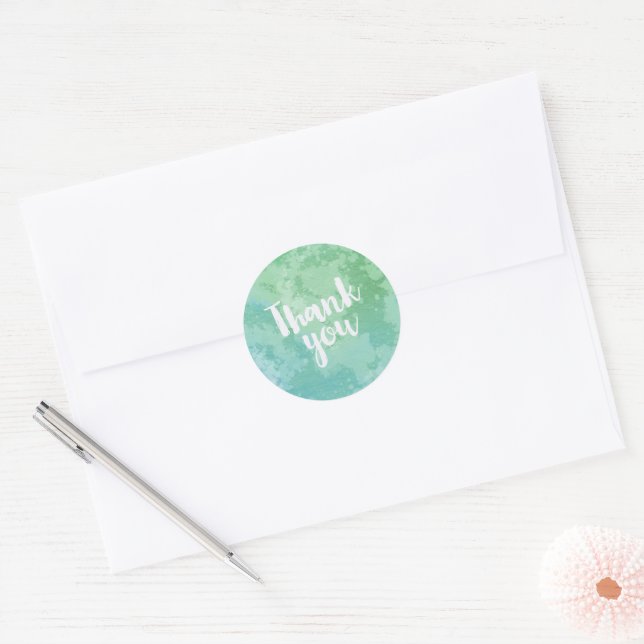 Adesivo Trendy Blue e Green Watercolor Obrigado (Envelope)