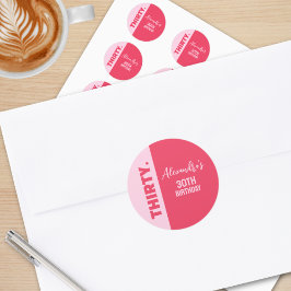 Adesivo Trendy Bold Pink e Red Girly aniversário de 30 ano