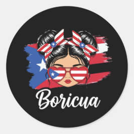 Adesivo Trendy Boricua Girl Puerto Rico Flag