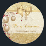 Adesivo Trendy Christmas Balls Faux Dourado Arco, Glittery<br><div class="desc">Árvore de natal elegante sobre fundo de gliteria dourada.</div>