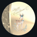 Adesivo Trendy Christmas Reindeer , Faux Dourado<br><div class="desc">Crenas de Natal elegantes em fundo de sujeira dourada.</div>