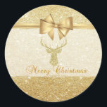 Adesivo Trendy Christmas Reindeer, Faux Dourado Arco, Glit<br><div class="desc">Crena de natal elegante em fundo de ouro falso.</div>