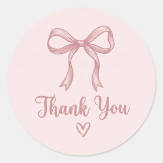 Adesivo Trendy Coquette Pink Bow Cute Thank You Round Stic