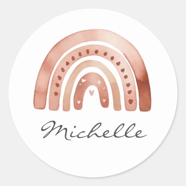 Adesivo Trendy Cute Boho Watercolor Rainbow Personalized (Frente)