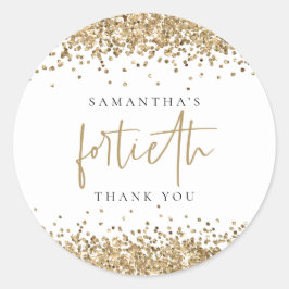 Adesivo Trendy Dourada Glitter Name Fortieth Obrigado