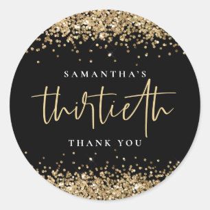 Adesivo Trendy Dourada Glitter Name trigésimo Obrigado Bla