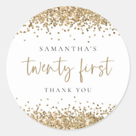 Adesivo Trendy Dourado Glitter Name 21º Obrigado